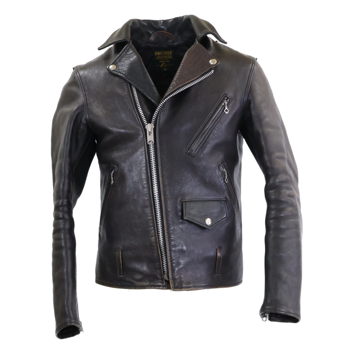 FINECREEKLEATHERS Fine Creek Leathers Horsehide Leon the Nor'easter Full Vegetable Tanned Double Riders Jacket