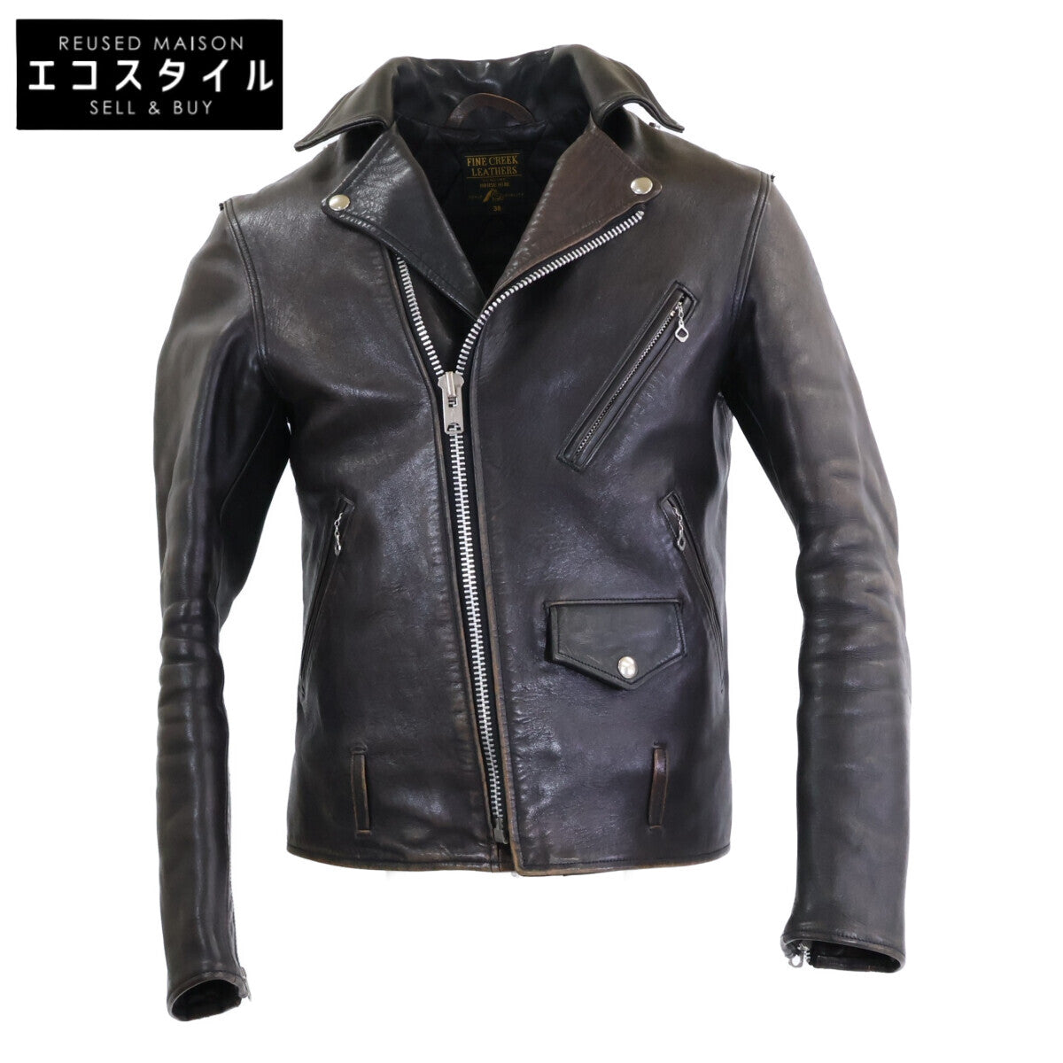 FINECREEKLEATHERS Fine Creek Leathers Horsehide Leon the Nor'easter Full Vegetable Tanned Double Riders Jacket