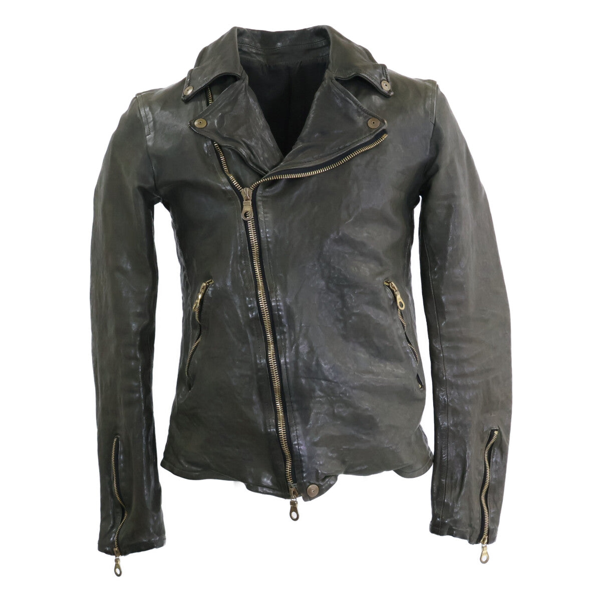 ISAMU KATAYAMA BACKLASH イサムカタヤマバックラッシュ 1447-02 ベルギーショルダータンニン製品染め ダブルライダースジャケット ジャケット