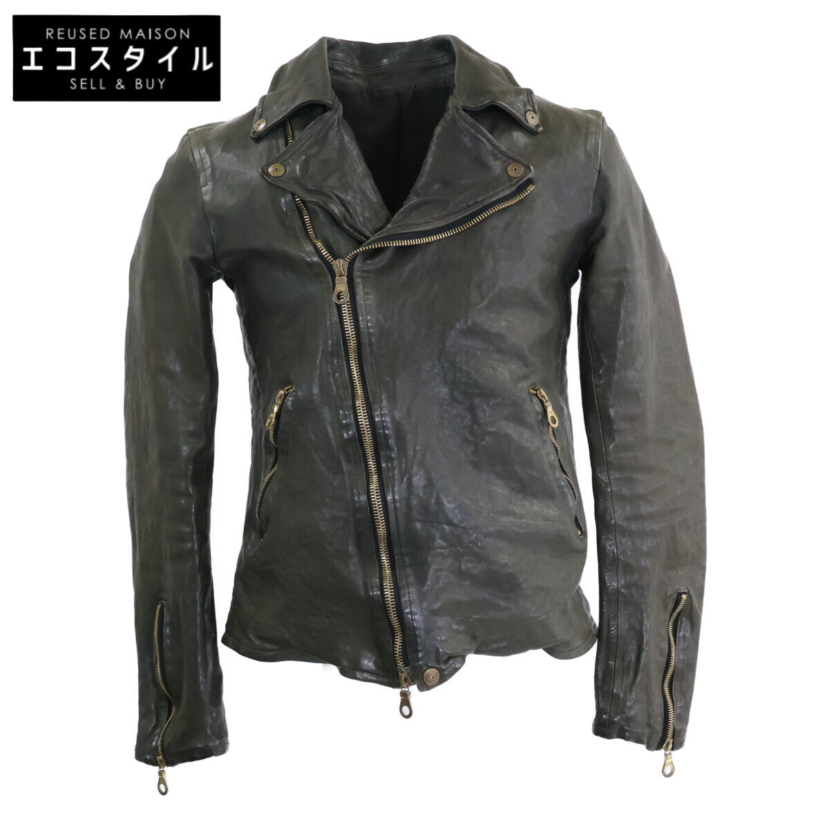 ISAMU KATAYAMA BACKLASH 1447-02 Belgian Shoulder Tannin Product-Dyed Double Rider's Jacket
