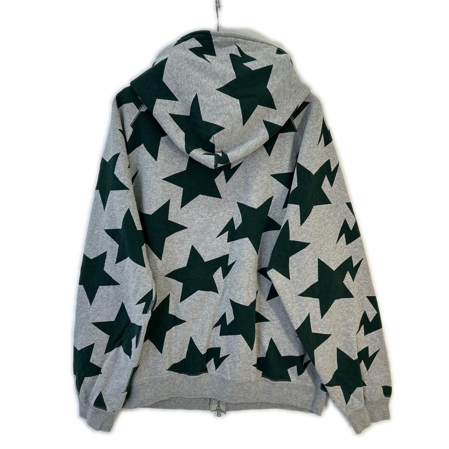 A BATHING APE Gray x Green Star Print Full-Zip Hoodie 00s Tops