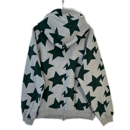 A BATHING APE Gray x Green Star Print Full-Zip Hoodie 00s Tops