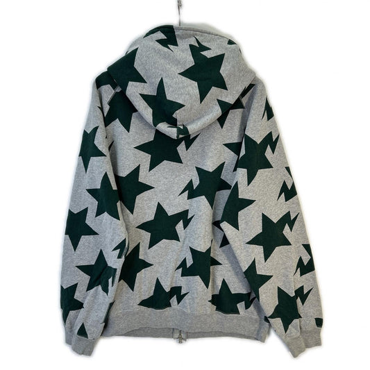 A BATHING APE アベイシングエイプ グレー×グリーン スタープリント フルジップ パーカー 00s トップス