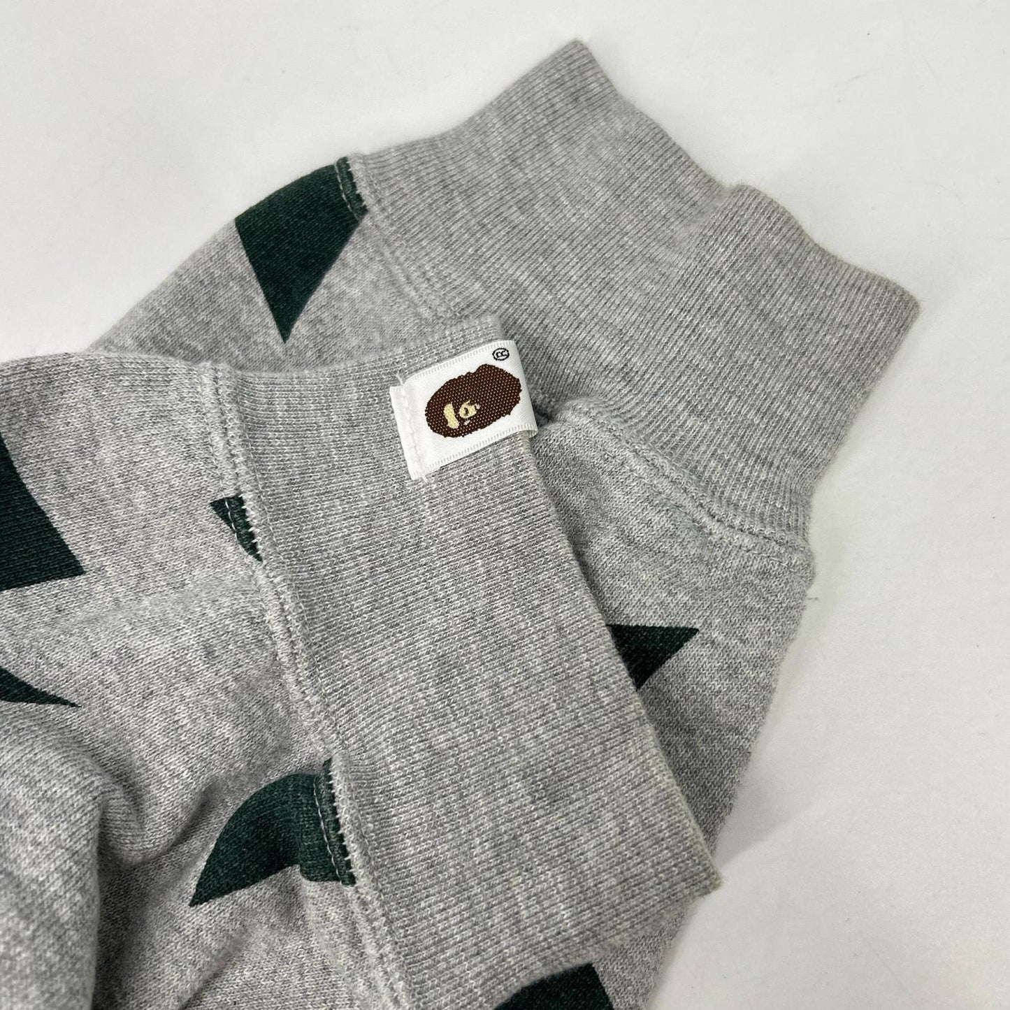A BATHING APE Gray x Green Star Print Full-Zip Hoodie 00s Tops