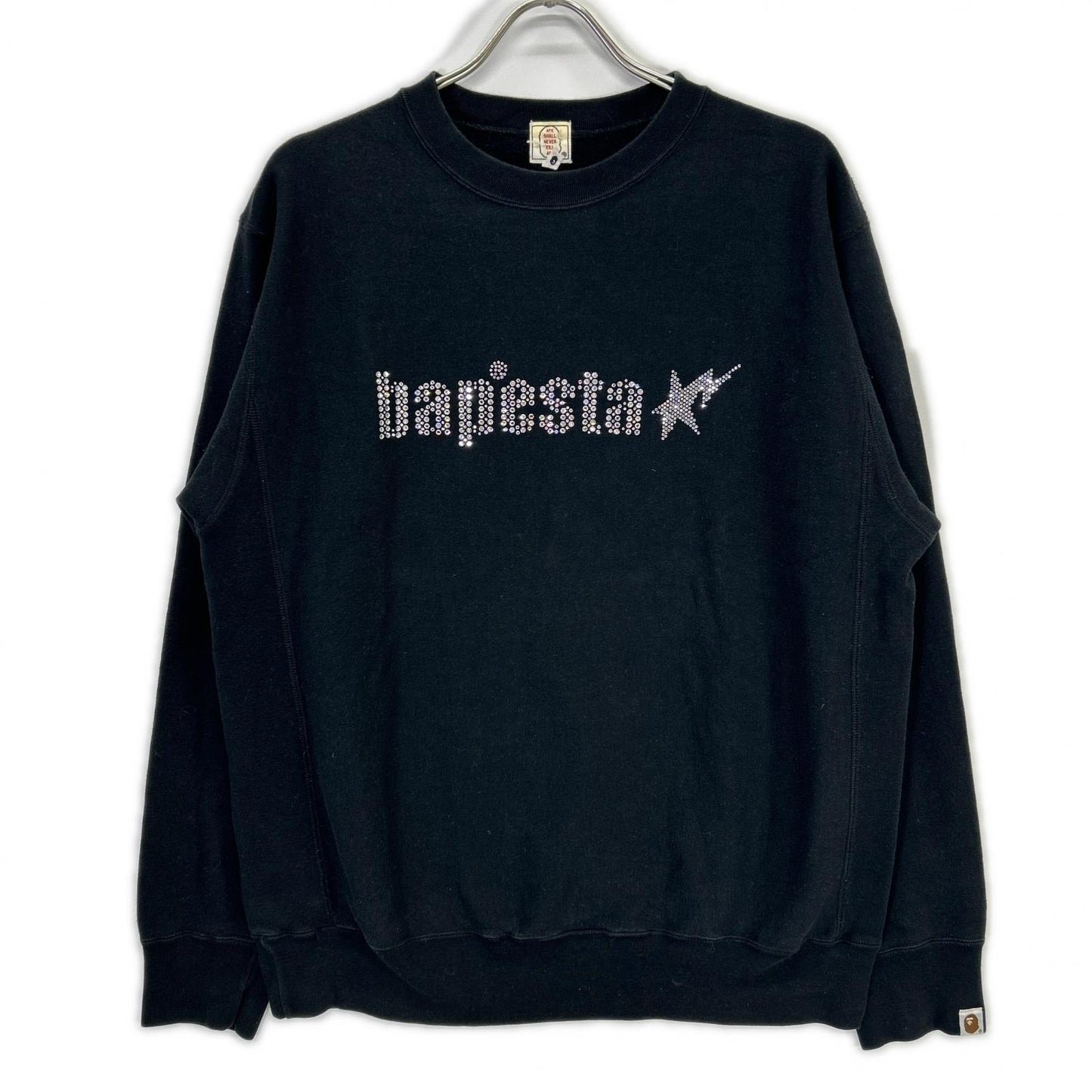 A BATHING APE Black Swarovski Logo Sweatshirt Top