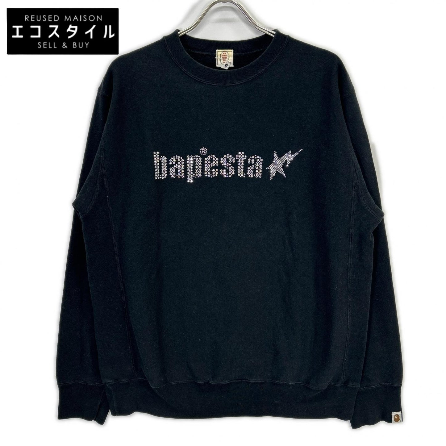 A BATHING APE Black Swarovski Logo Sweatshirt Top