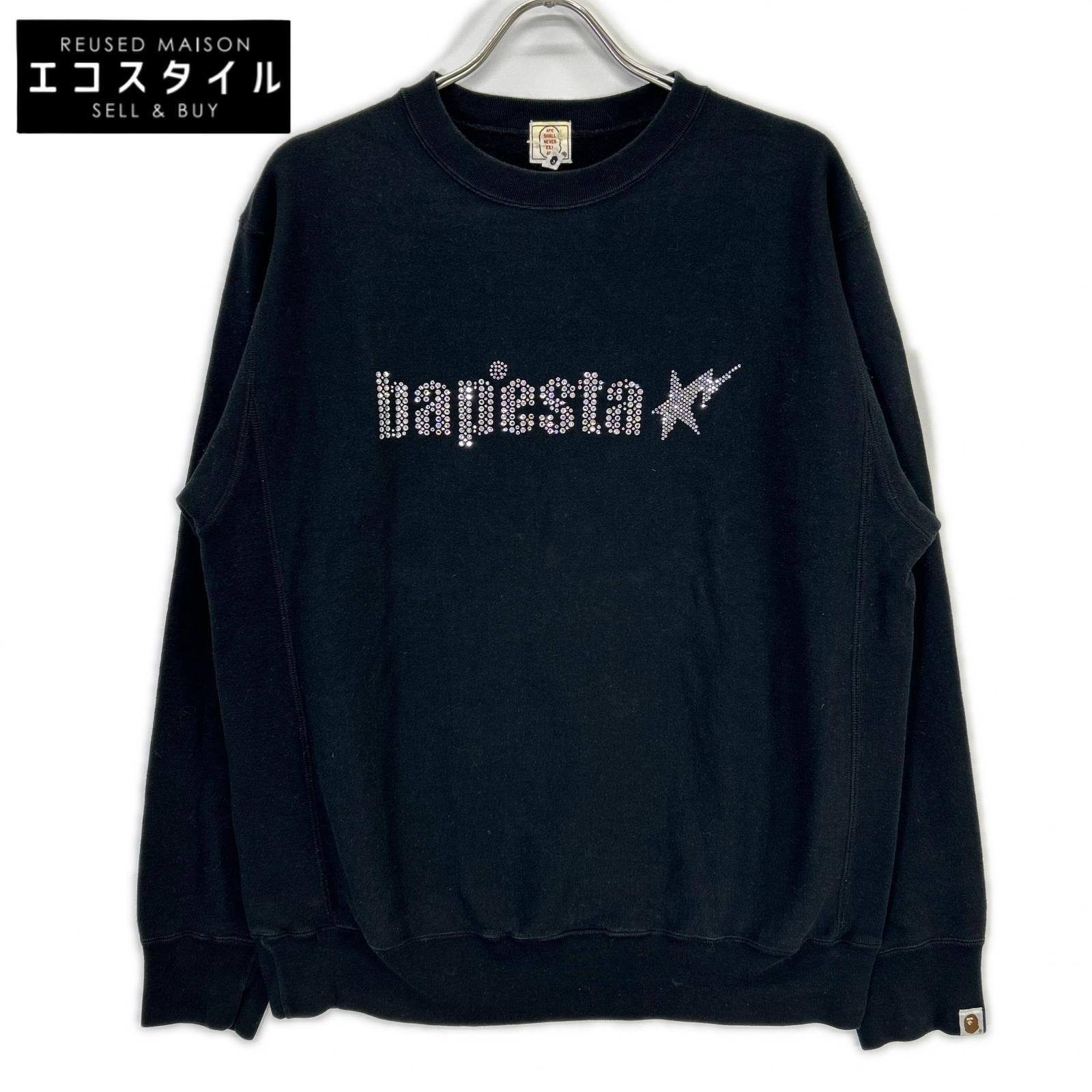 A BATHING APE Black Swarovski Logo Sweatshirt Top