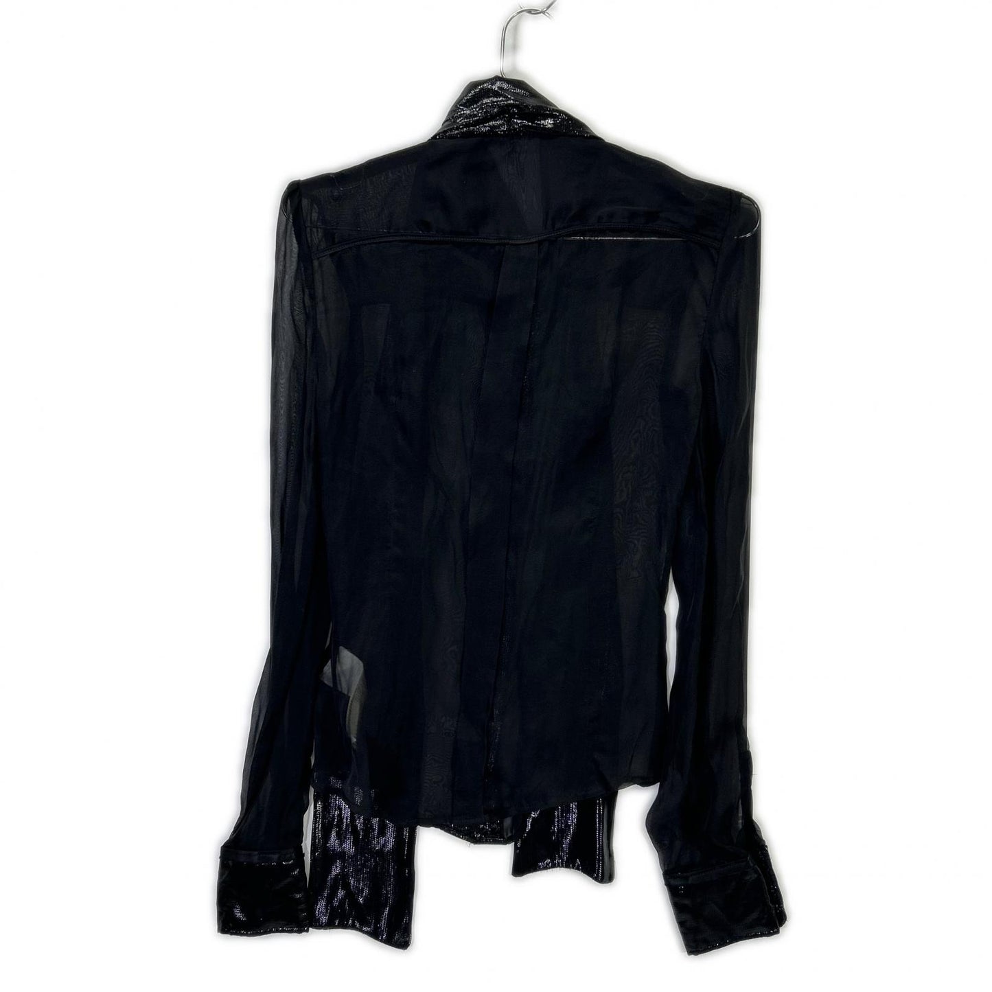 DOLCE&GABBANA ドルチェアンドガッバーナ ブラック SS0077 TN1AM コットン シアー ボウタイシャツ トップス