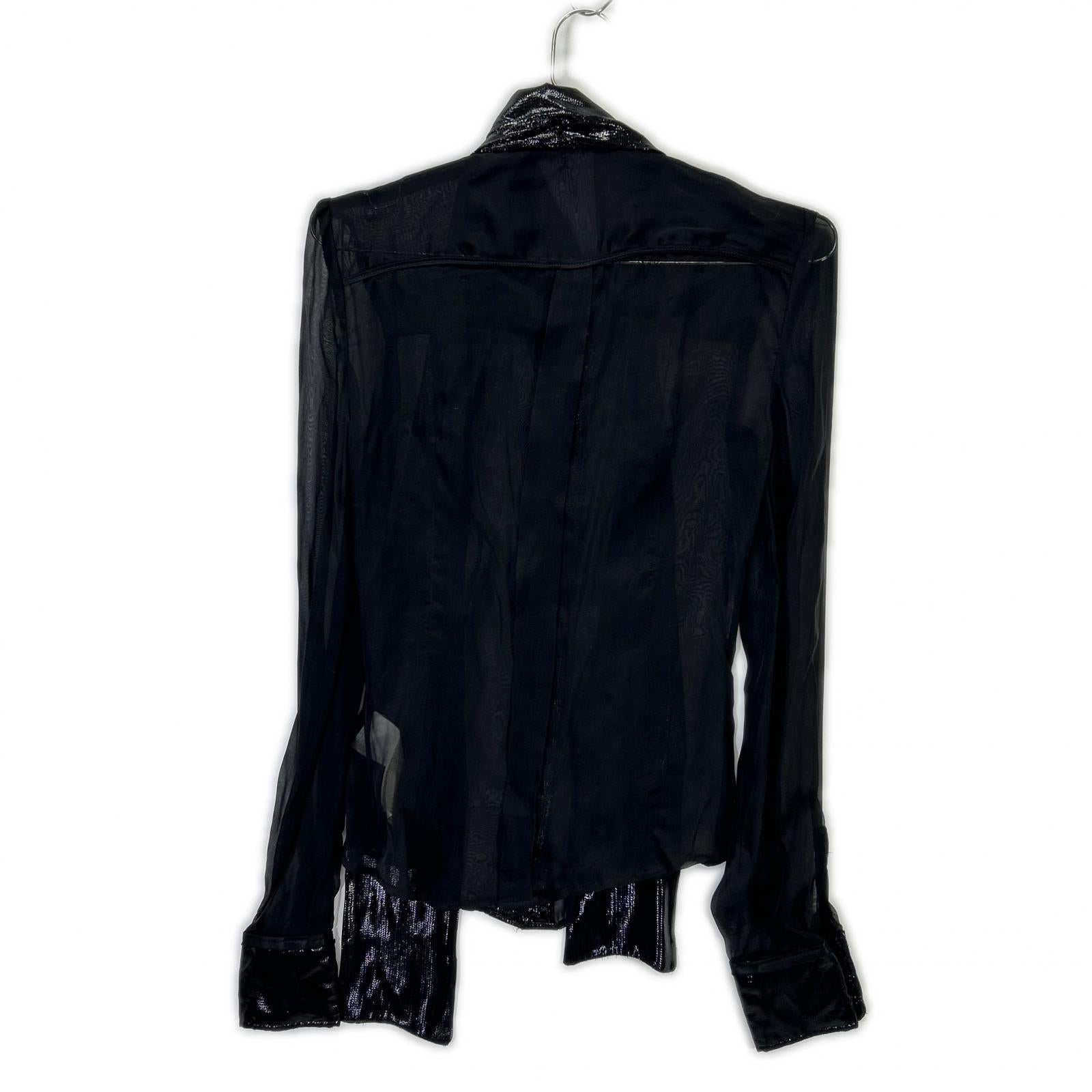DOLCE&GABBANA ドルチェアンドガッバーナ ブラック SS0077 TN1AM コットン シアー ボウタイシャツ トップス