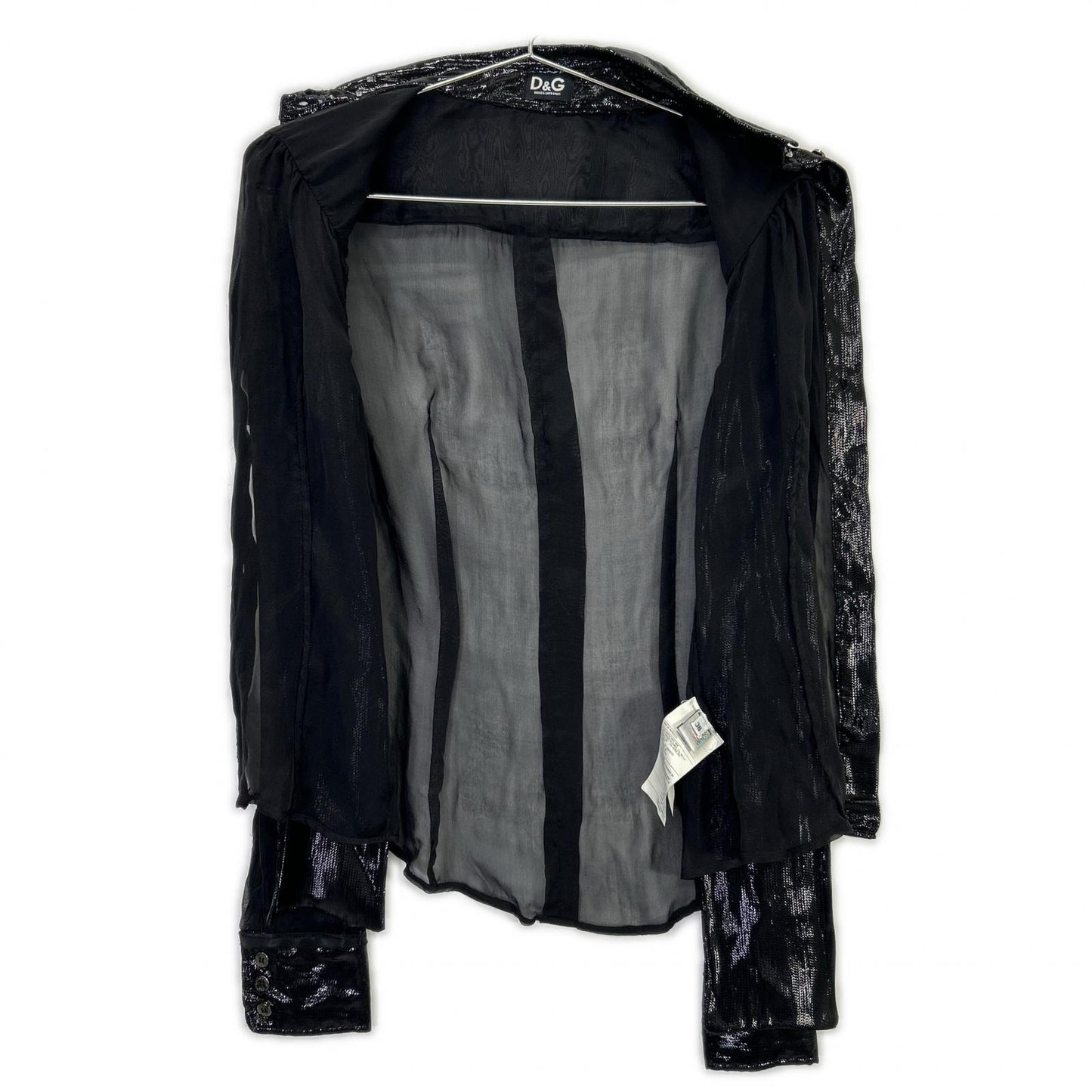 DOLCE&GABBANA ドルチェアンドガッバーナ ブラック SS0077 TN1AM コットン シアー ボウタイシャツ トップス