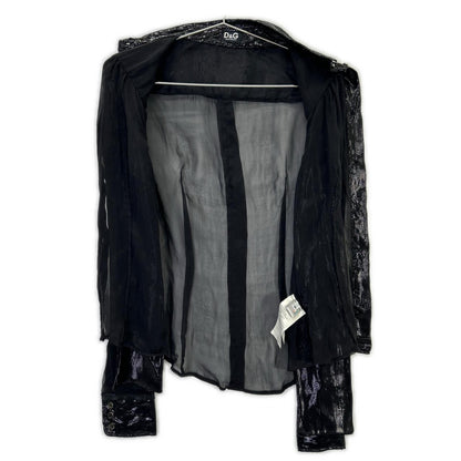 DOLCE&GABBANA ドルチェアンドガッバーナ ブラック SS0077 TN1AM コットン シアー ボウタイシャツ トップス
