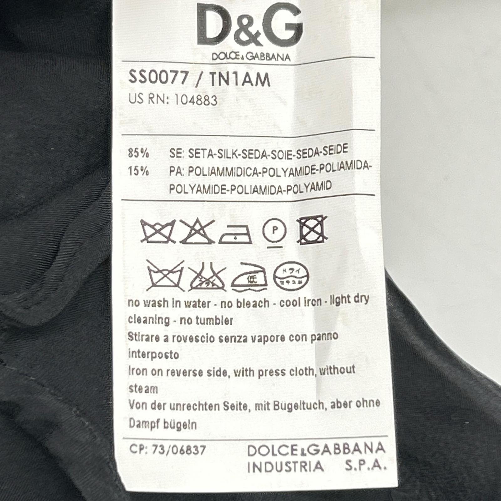 DOLCE&GABBANA ドルチェアンドガッバーナ ブラック SS0077 TN1AM コットン シアー ボウタイシャツ トップス