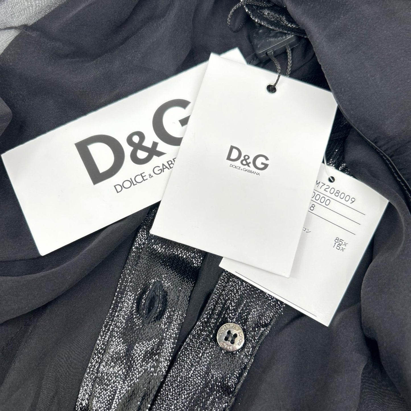 DOLCE&GABBANA ドルチェアンドガッバーナ ブラック SS0077 TN1AM コットン シアー ボウタイシャツ トップス