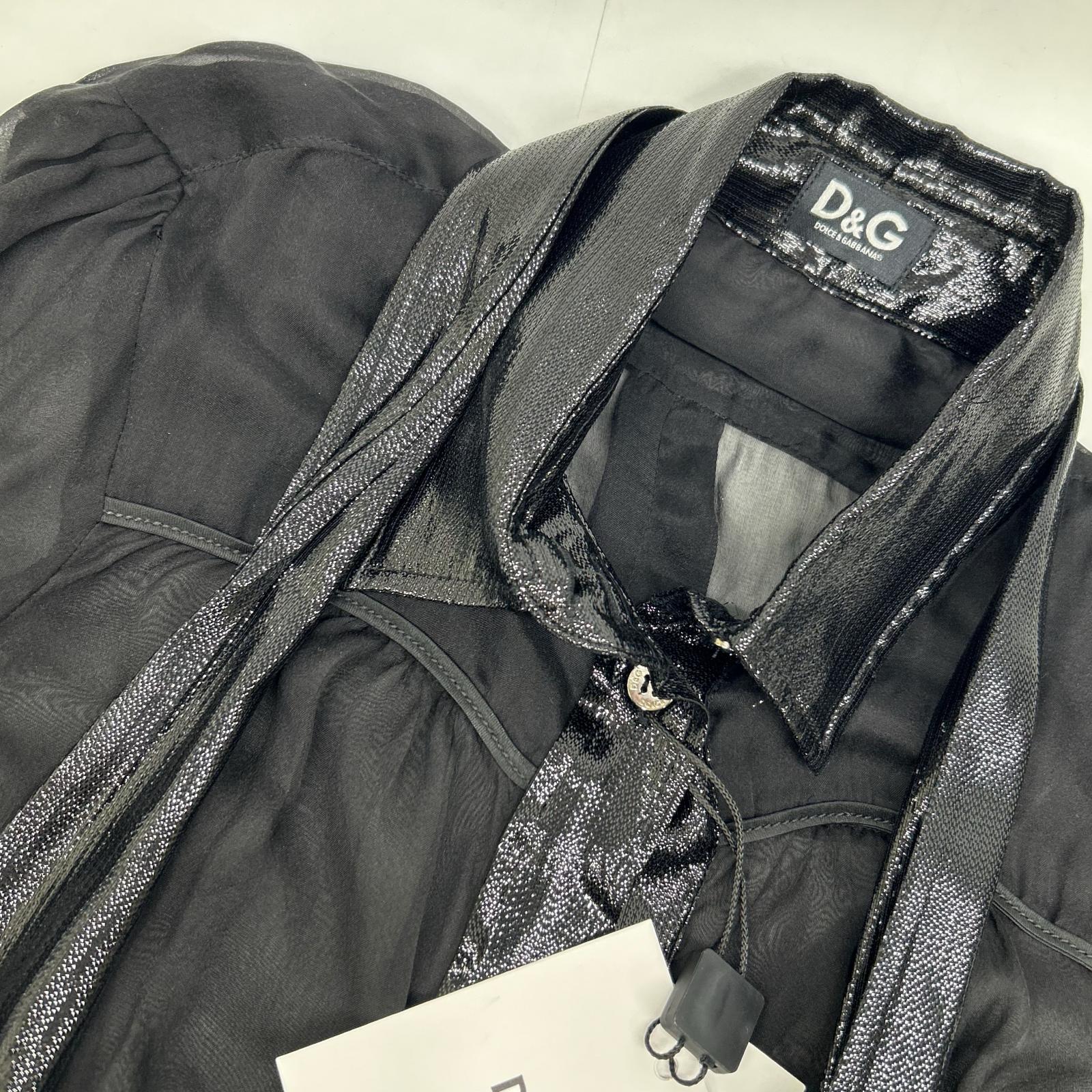 DOLCE&GABBANA ドルチェアンドガッバーナ ブラック SS0077 TN1AM コットン シアー ボウタイシャツ トップス