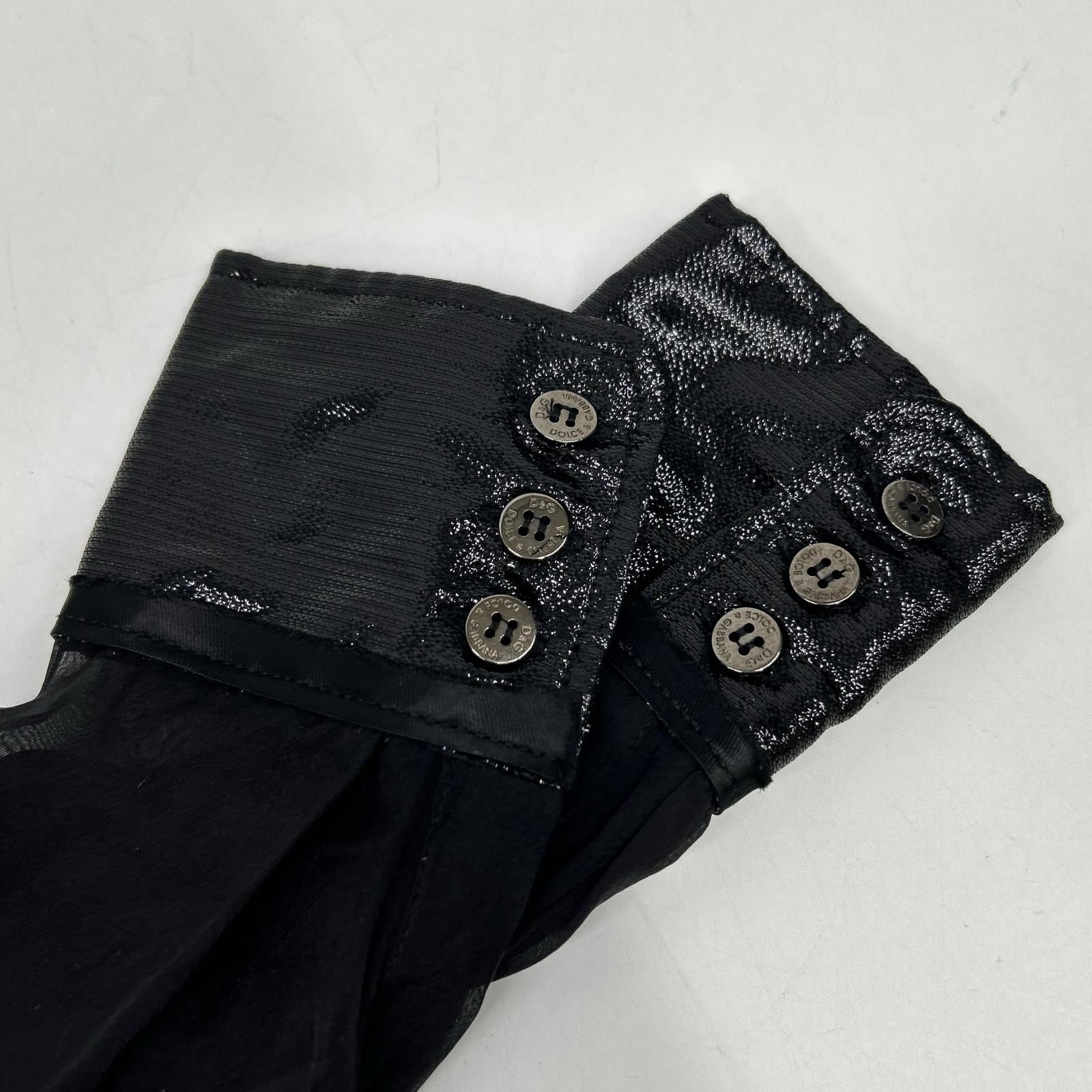 DOLCE&GABBANA ドルチェアンドガッバーナ ブラック SS0077 TN1AM コットン シアー ボウタイシャツ トップス