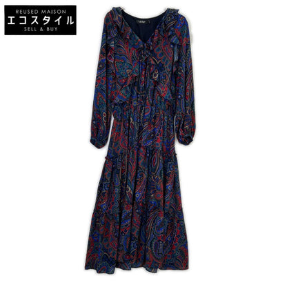 Multi-Color Paisley Tiered Long Ruffled Dress, Size 6
