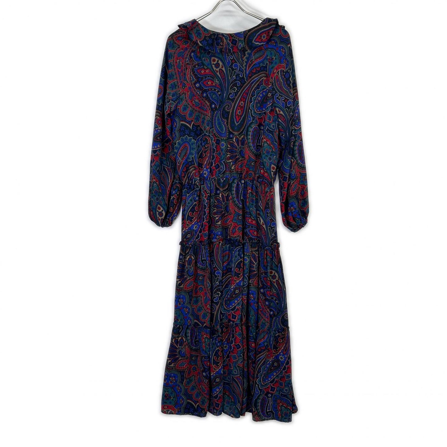 Multi-Color Paisley Tiered Long Ruffled Dress, Size 6