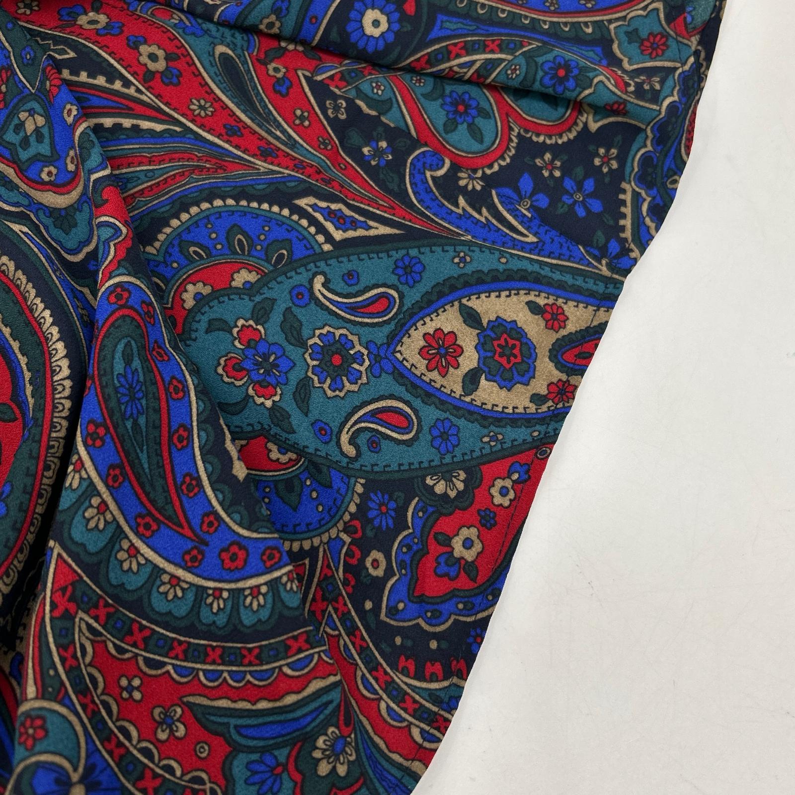 Multi-Color Paisley Tiered Long Ruffled Dress, Size 6