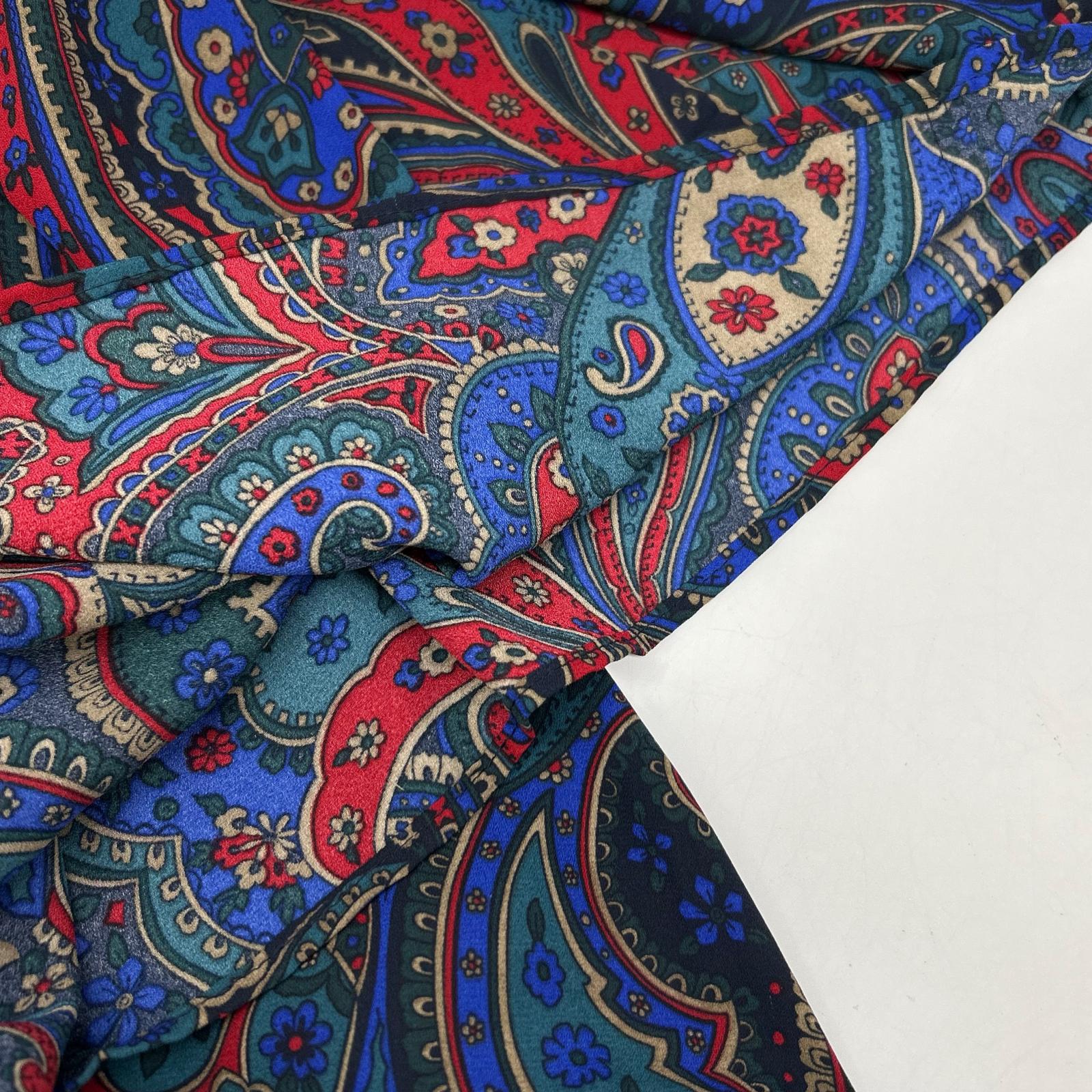 Multi-Color Paisley Tiered Long Ruffled Dress, Size 6