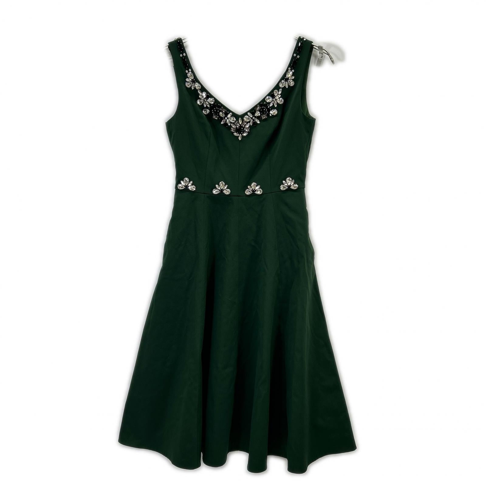 KA411C021 Green Embellished Faille Grace Dress One Piece 0 Ladies