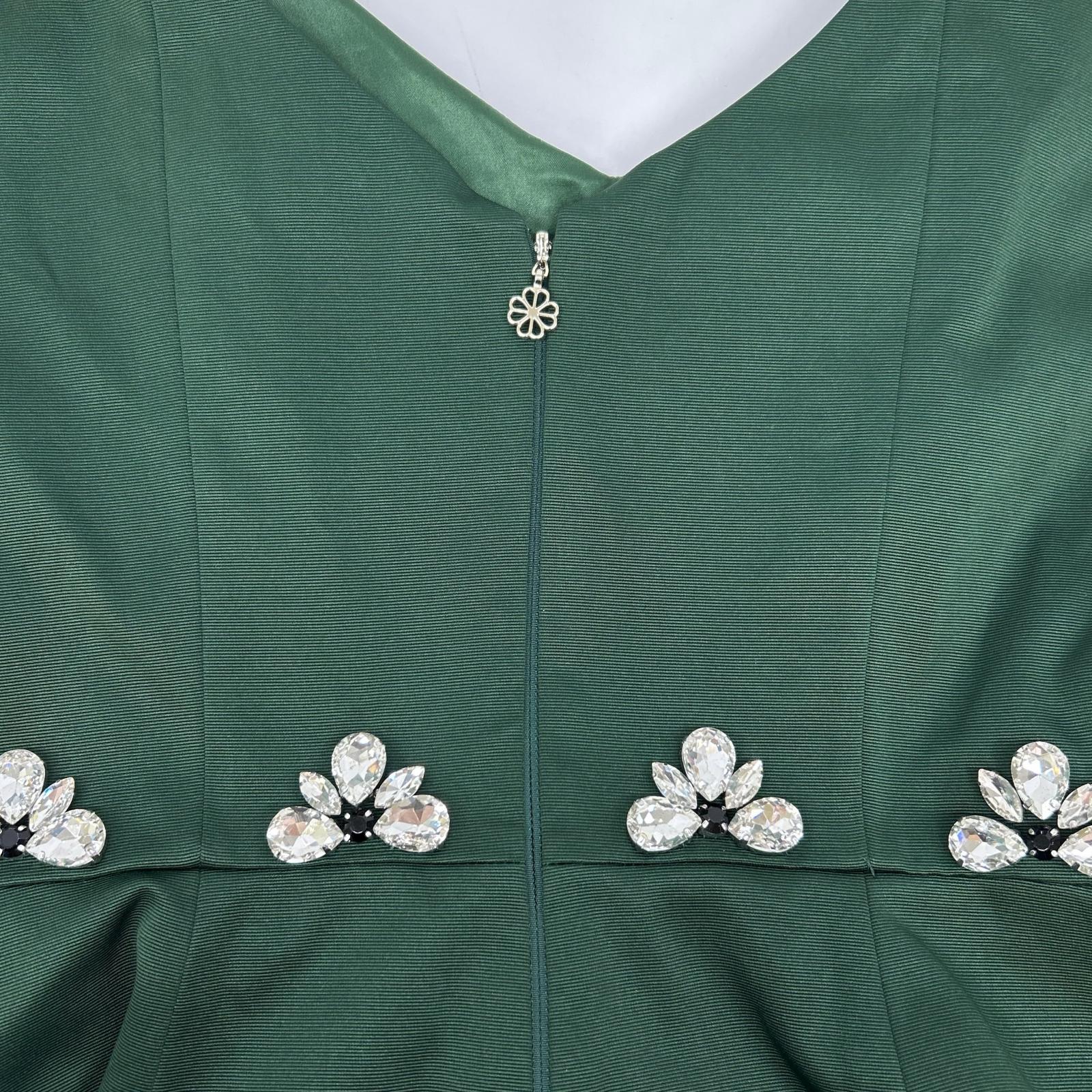 KA411C021 Green Embellished Faille Grace Dress One Piece 0 Ladies