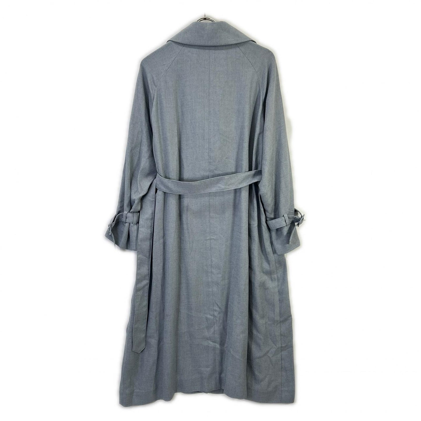 INED 71-11114001 Blue Belted Linen Raglan Coat