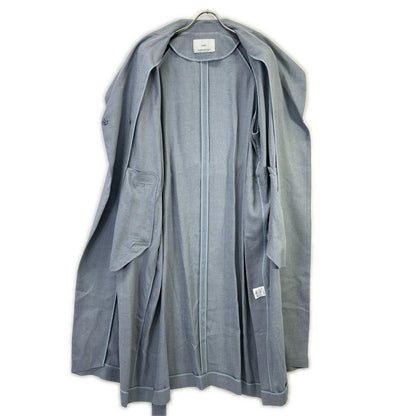 INED 71-11114001 Blue Belted Linen Raglan Coat