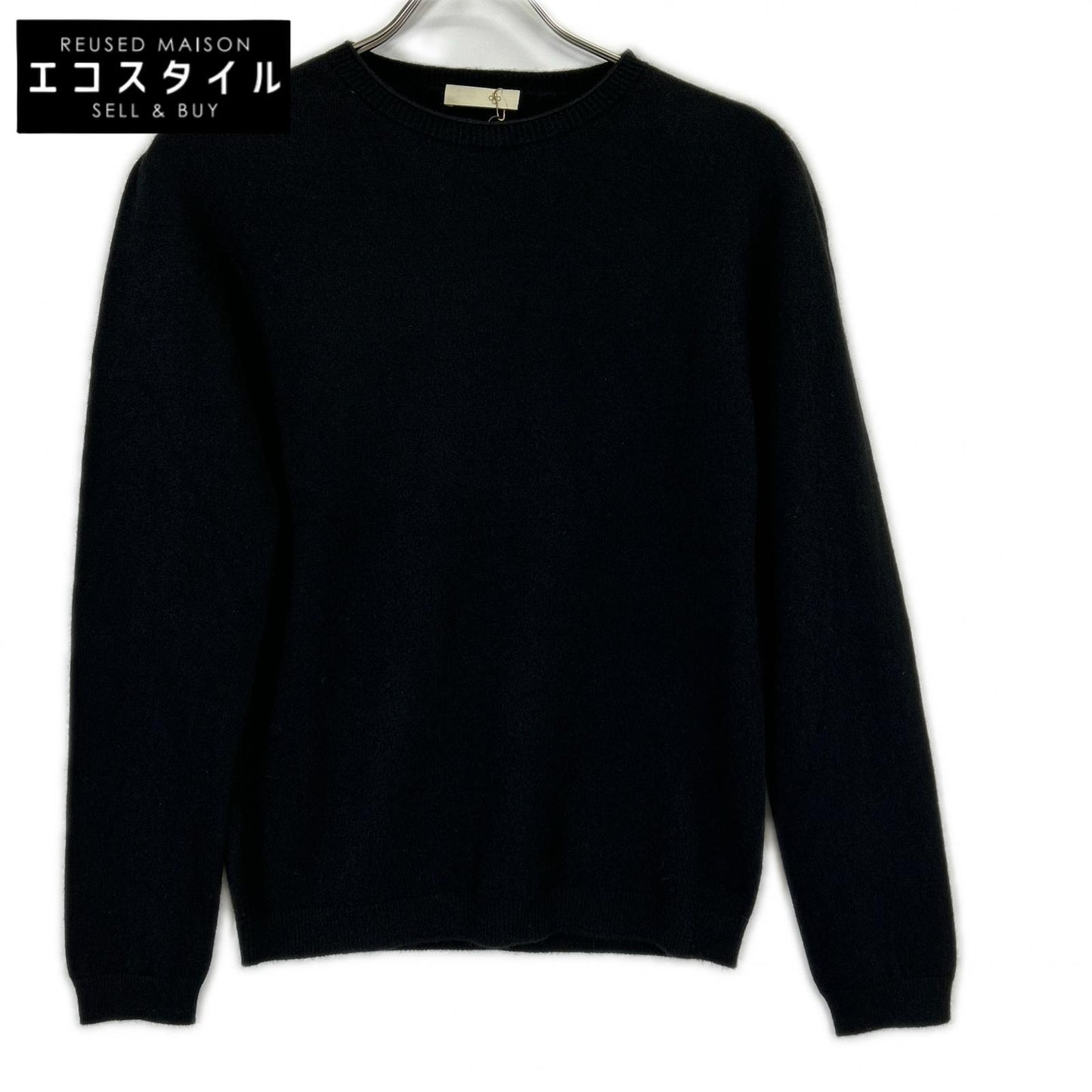 Itokoromo ANZU 10IT-PC2502 Black Cashmere Crew Neck Knit Sweater Top 1 Ladies