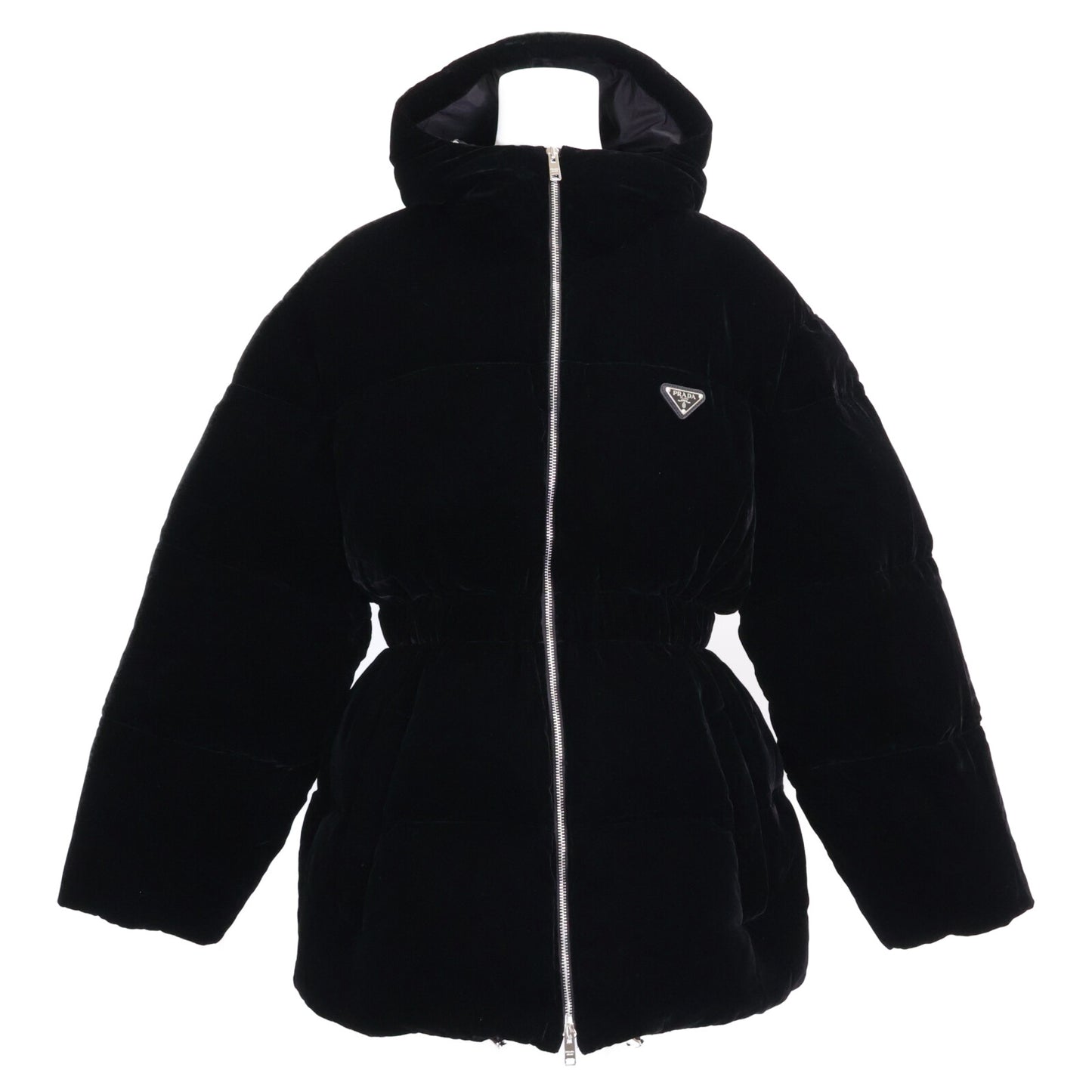 PRADA プラダ 【美品/国内正規/24年製】292214 トライアングルロゴ ベルベット フーディダウンジャケット ジャケット