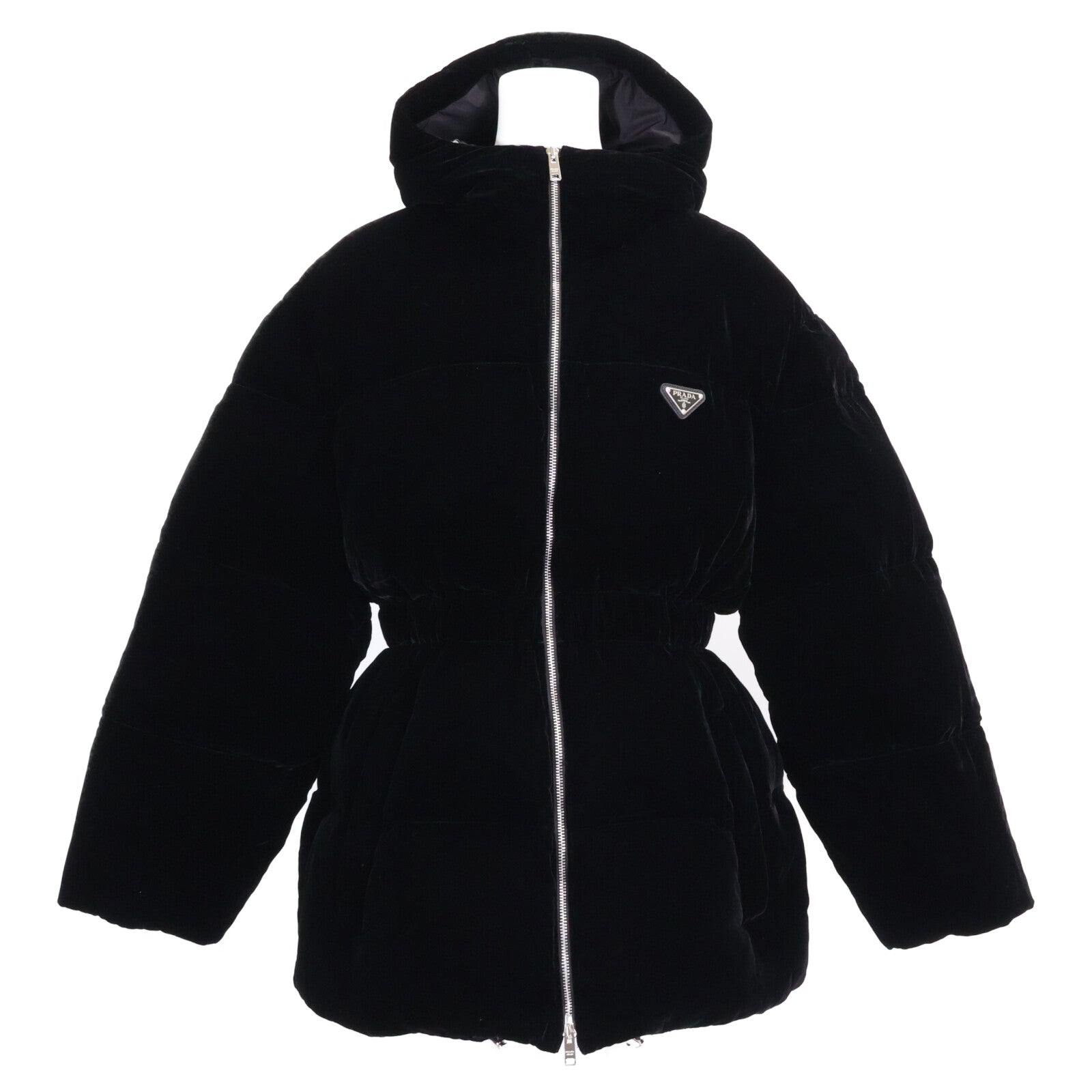 PRADA プラダ 【美品/国内正規/24年製】292214 トライアングルロゴ ベルベット フーディダウンジャケット ジャケット