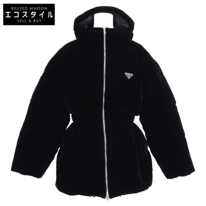 PRADA プラダ 【美品/国内正規/24年製】292214 トライアングルロゴ ベルベット フーディダウンジャケット ジャケット