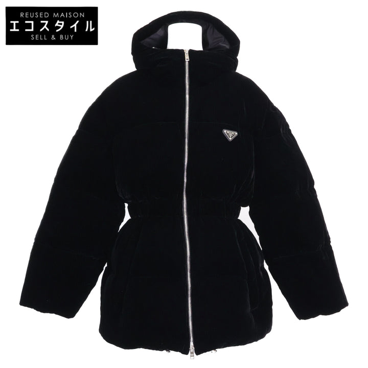 PRADA プラダ 【美品/国内正規/24年製】292214 トライアングルロゴ ベルベット フーディダウンジャケット ジャケット