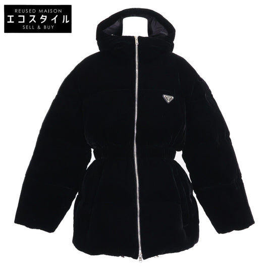 PRADA プラダ 【美品/国内正規/24年製】292214 トライアングルロゴ ベルベット フーディダウンジャケット ジャケット