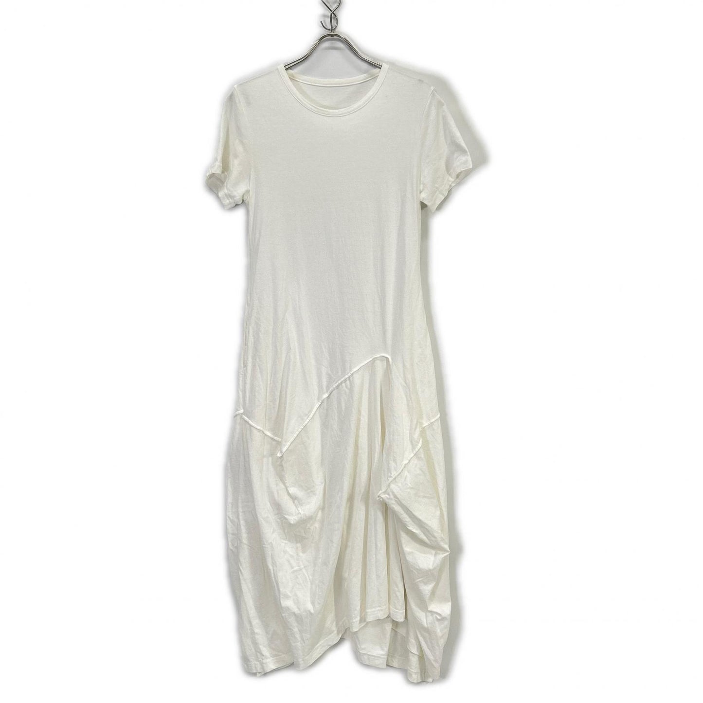 WHITE GI-T01-040 Cotton Dress One-piece Deformed T-shirt Dress 1 Ladies
