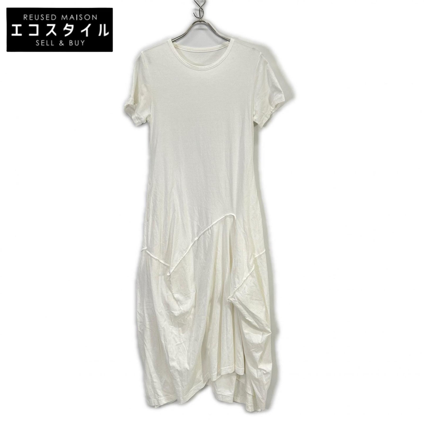 WHITE GI-T01-040 Cotton Dress One-piece Deformed T-shirt Dress 1 Ladies