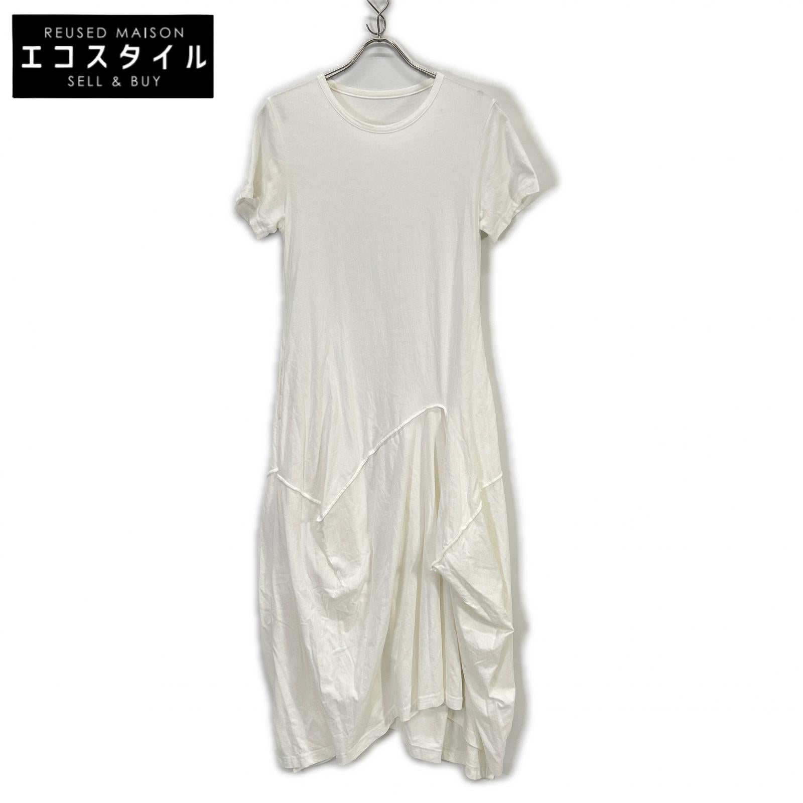 WHITE GI-T01-040 Cotton Dress One-piece Deformed T-shirt Dress 1 Ladies