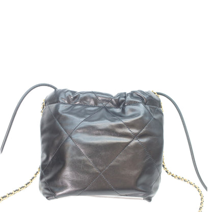 CHANEL シャネル 24A AS3980 黒 シャイニーカーフ シャネル22ミニ パールチェーン ショルダーバッグ ショルダーバッグ