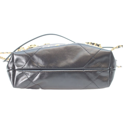 CHANEL シャネル 24A AS3980 黒 シャイニーカーフ シャネル22ミニ パールチェーン ショルダーバッグ ショルダーバッグ