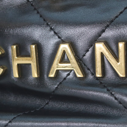 CHANEL シャネル 24A AS3980 黒 シャイニーカーフ シャネル22ミニ パールチェーン ショルダーバッグ ショルダーバッグ