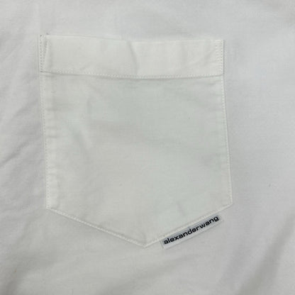 ALEXANDER WANG アレキサンダーワン ホワイト クロップド 取り外し可能フード シャツジャケット トップス