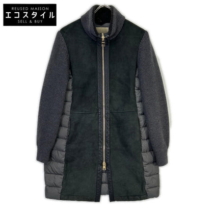 HERNO Herno PL0052Dー18050-9460 gray lamb suede and knit-paneled down coat coat