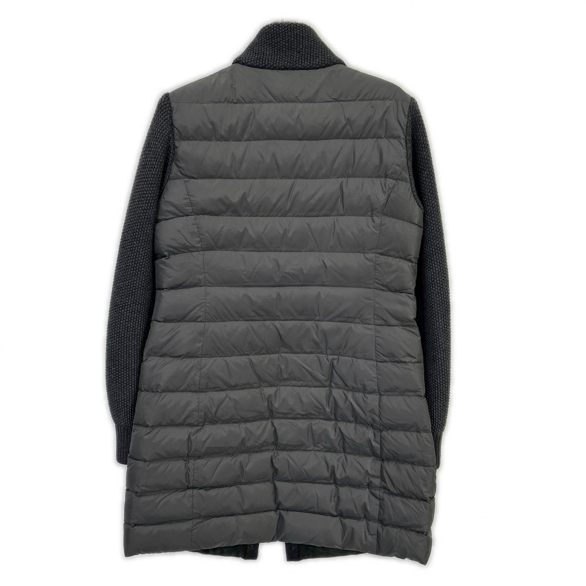 HERNO Herno PL0052Dー18050-9460 gray lamb suede and knit-paneled down coat coat