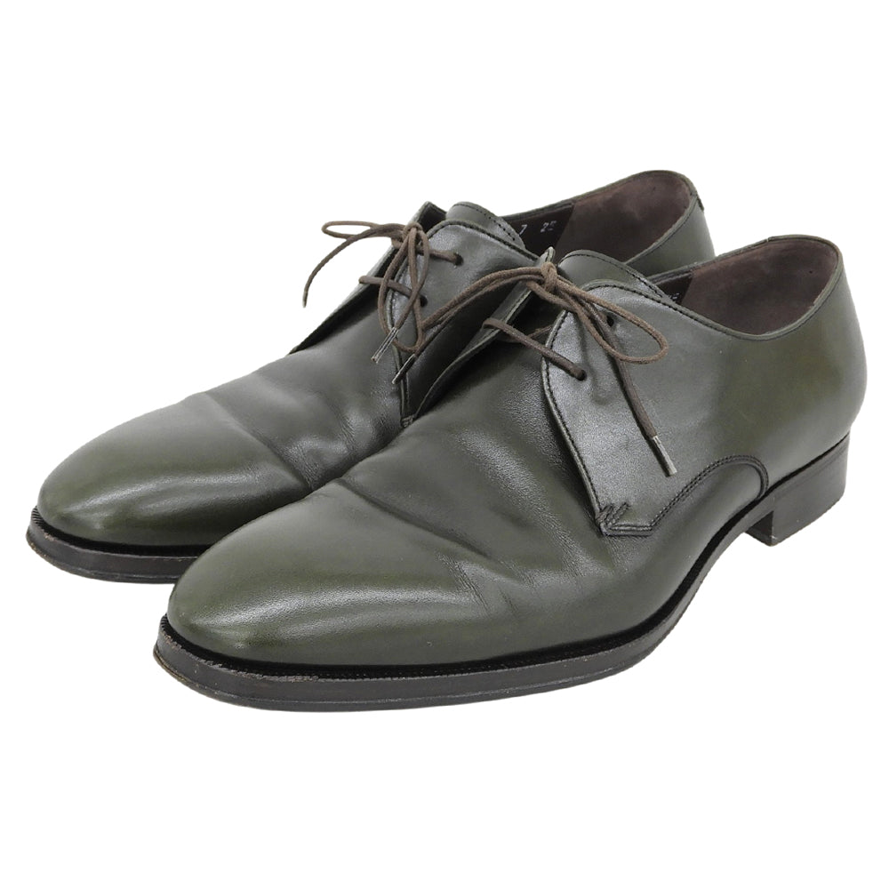 Salvatore Ferragamo サルヴァトーレフェラガモ 美品 LAVORAZIONE レザー プレーントゥ シューズ メンズ ダークグリーン 7EE UG46698 シューズ