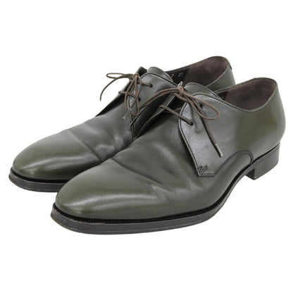 Salvatore Ferragamo サルヴァトーレフェラガモ 美品 LAVORAZIONE レザー プレーントゥ シューズ メンズ ダークグリーン 7EE UG46698 シューズ