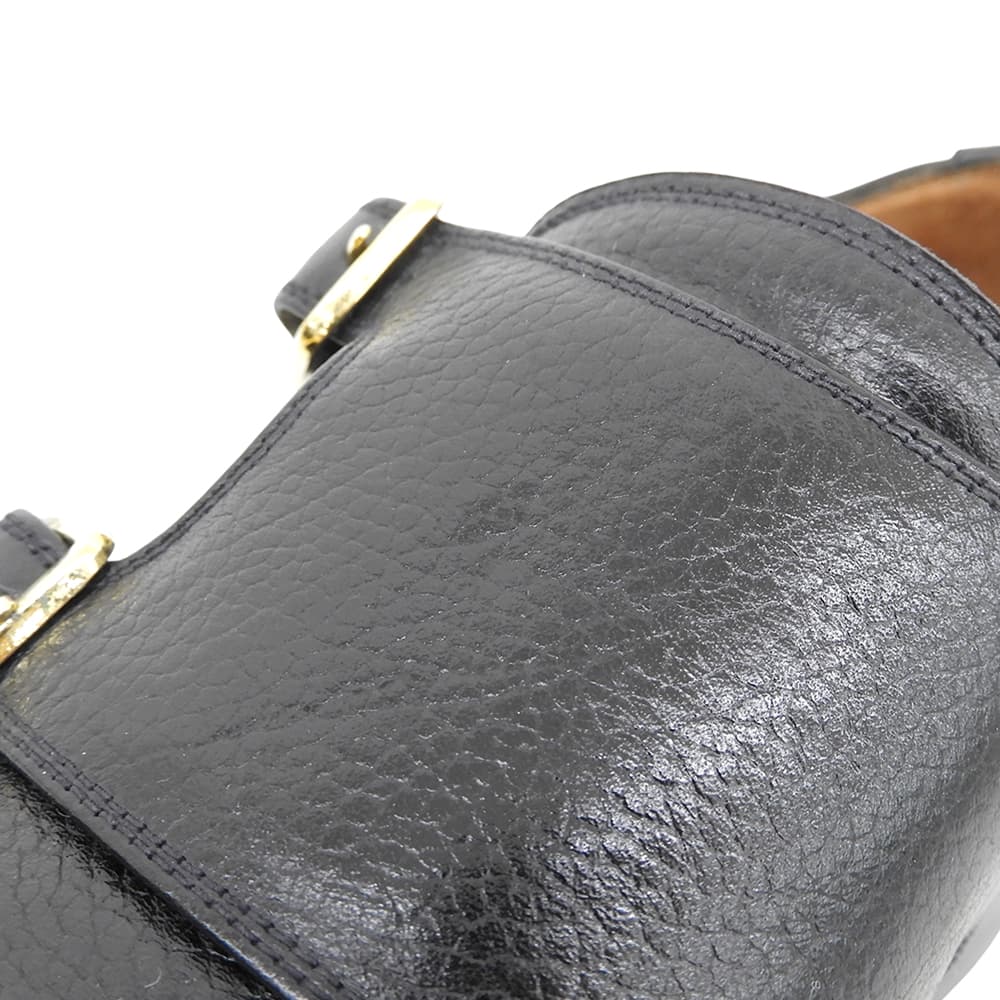 YANKO ヤンコ 美品 ダブルモンクシューズ シューズ メンズ シボレザー ブラック 7 1/2 E 104029 シューズ