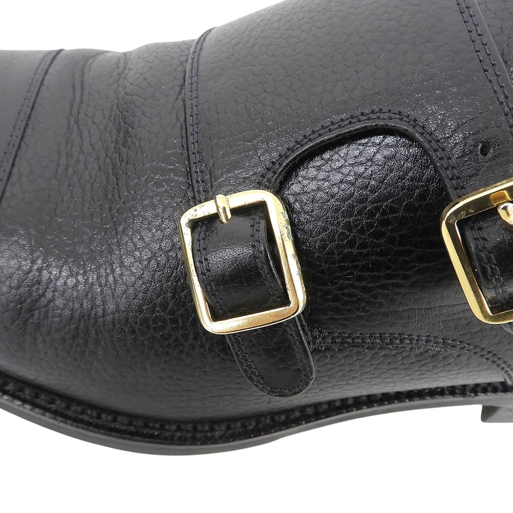 YANKO ヤンコ 美品 ダブルモンクシューズ シューズ メンズ シボレザー ブラック 7 1/2 E 104029 シューズ