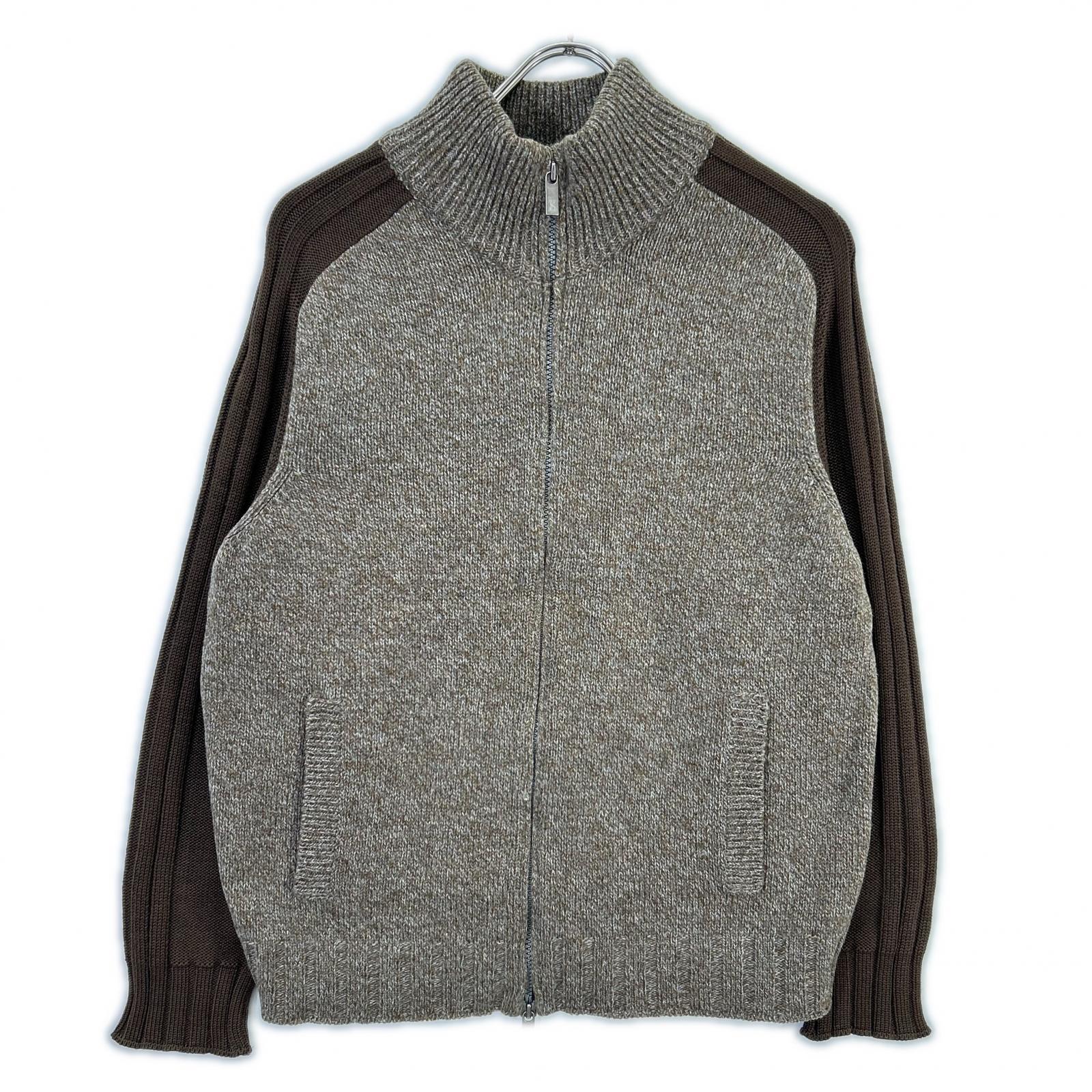 Zegna Sport ゼニア スポーツ ブラウン 杢ウール切替 ドライバーズ ニット セーター ジャケット