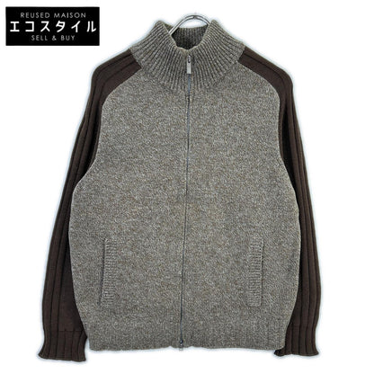 Zegna Sport ゼニア スポーツ ブラウン 杢ウール切替 ドライバーズ ニット セーター ジャケット
