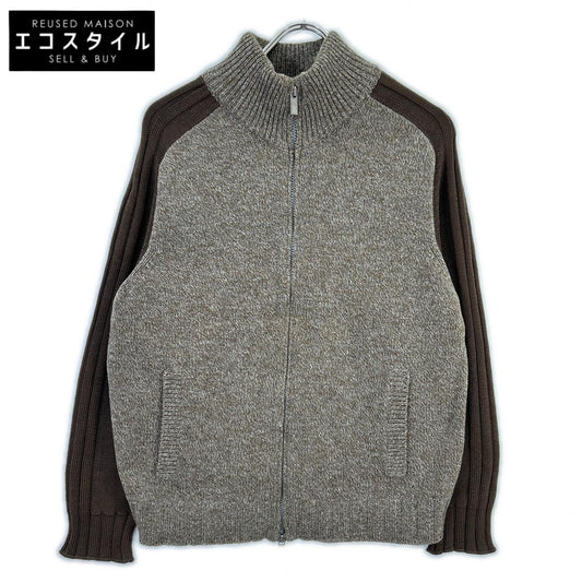 Zegna Sport Brown Heathered Wool-Blend Driver's Knit Sweater Jacket