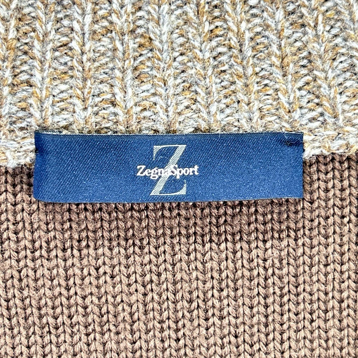 Zegna Sport ゼニア スポーツ ブラウン 杢ウール切替 ドライバーズ ニット セーター ジャケット
